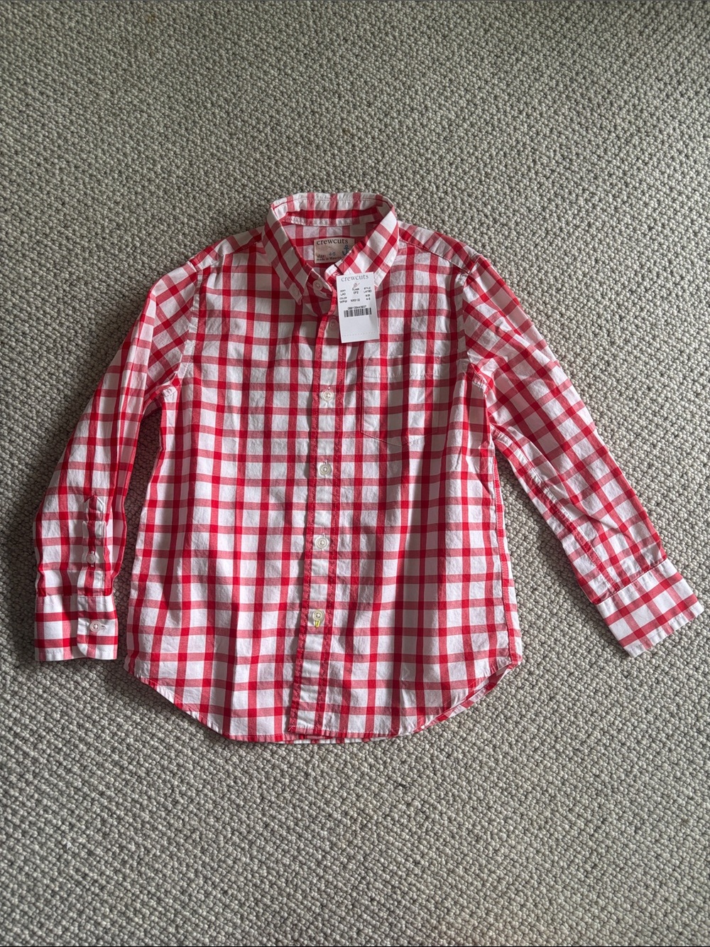 NWT Crewcuts Red & White Plaid Button-Down Shirt